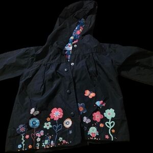 Kids Floral Raincoat with Hood Size 100 Eu And Black Rain Boots Size 7 Toddler
